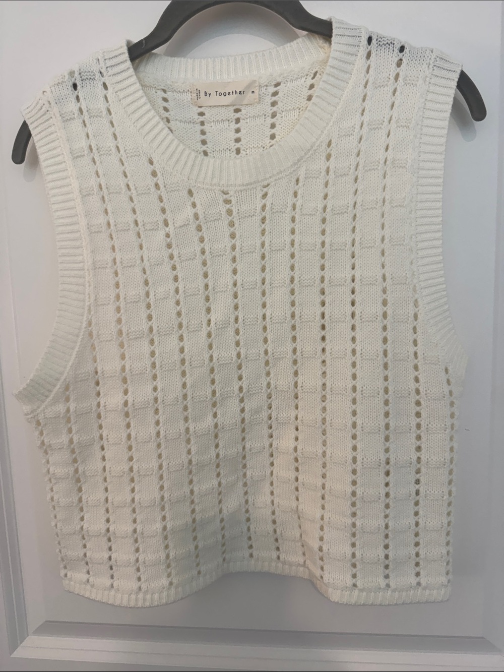 NWOT~ By Together Ivory Open-Knit Sleeveless Sweater crop Tank